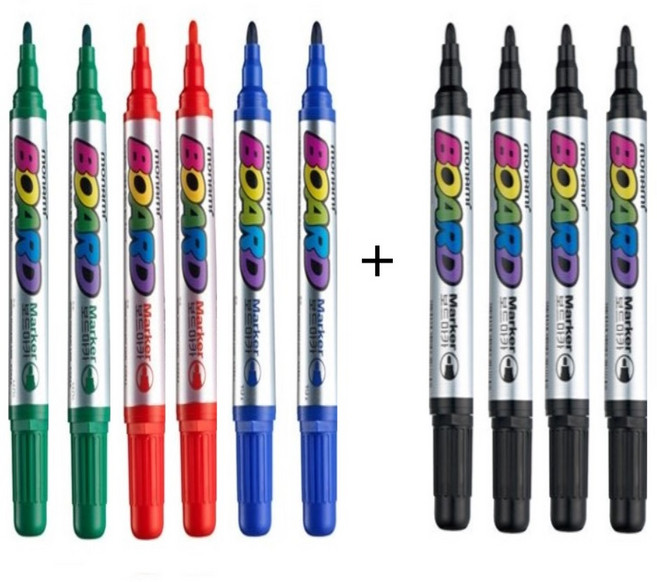 모나미 보드마카 혼합10p (흑4p+청2p+적2p+녹2p) 세트