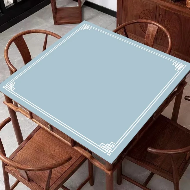 사각형 미끄럼 방지 내마모성 포커 마작 테이블 매트 소음 감소 세탁 가능 가정용 중국 스타일 테이블보 원, 01 상서로운 하늘색 단색, 01 규격 1, 01 규격 1