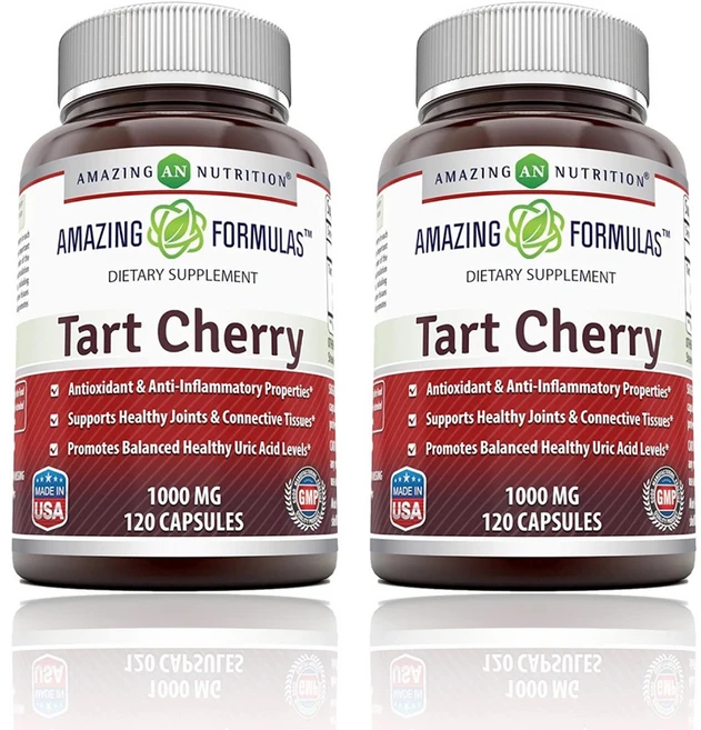 어메이징뉴트리션 타트체리 Tart Cherry 1000mg 120캡슐 2통, 120정 - 쿠팡