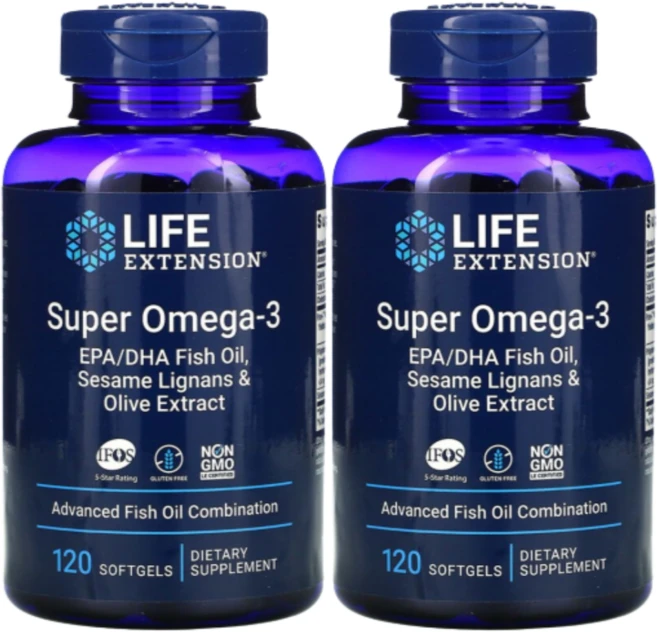 Life Extension 라이프 익스텐션 슈퍼 오메가 3 EPA/DHA 피쉬 오일 120소프트젤, 120정, 2개 - 쿠팡