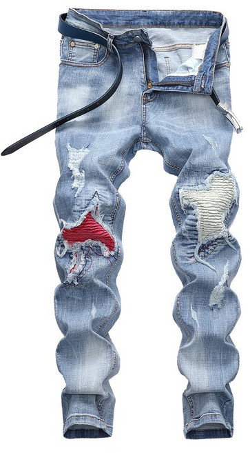 남자 청바지 스판 기관차 바지 찢어진 청바지 남자 바지 뉴타임즈 R365N585