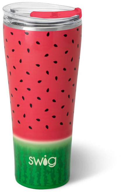 Swig Life 710ml(24온스) 파티 컵 EZ 슬라이더 뚜껑이 있는 쌓을 수 있는 단열 여행용 커피 텀블러 컵 홀더 친화적 스테인리스 스틸 709.8ml(24온스), MELON SLICE