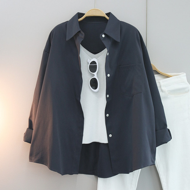 달콩 여성 빅사이즈 봄신상 심플리오버핏카라셔츠