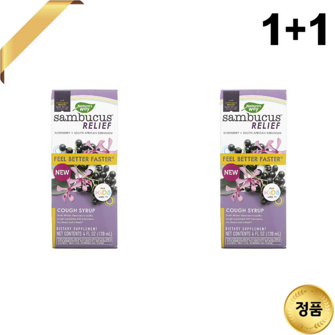 1+1 네이처스웨이 키즈 어린이용 블랙 엘더베리 삼부커스 시럽 120ml 비타민C 아연