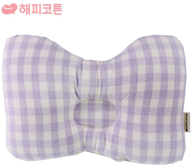 해피코튼 수유베개 수유쿠션 수유팔베개, 수유베개(워싱면)-파스텔체크 퍼플
