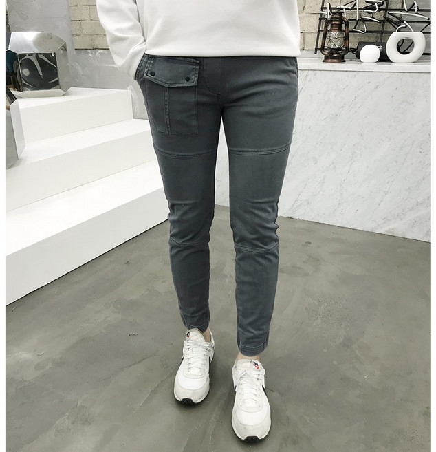 용된다 남자 빅사이즈 포켓 절개 스판 밴딩 면바지