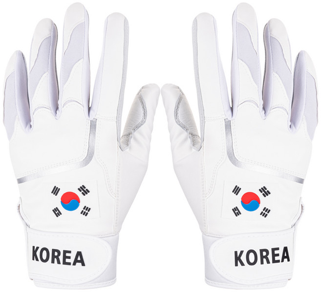 업셋 국가대표 태극기 양피 배팅장갑, 1세트, 코리아로고_화이트
