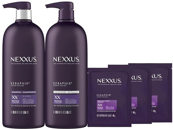 Nexxus Keraphix 샴푸 및 컨디셔너 - 케라틴 단백질과 흑미가 함유된 손상된 헤어 트리트먼트 시스템 2개입 리페어 마스크 3개 958.2g33.8온스 42.5g, Nexxus Keraphix 샴푸 및 컨디셔너 - 케라, 1 - 쿠팡