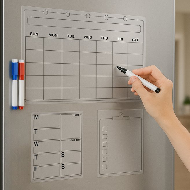 라모네트 어디든 탈부착 냉장고 메모보드 (월간+주간+메모 3종 + 보드마카 3개), 투명