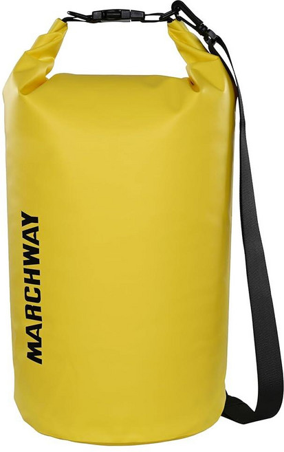 미국출고 평점4.5+ 236763 MARCHWAY 물에 뜨는 방수 드라이백 5L/10L/20L/30L/40L 카약/레프팅/서핑/수영/캠핑/하이킹/해변/스키/스노우보드/산악, 5L, 레몬 옐로우