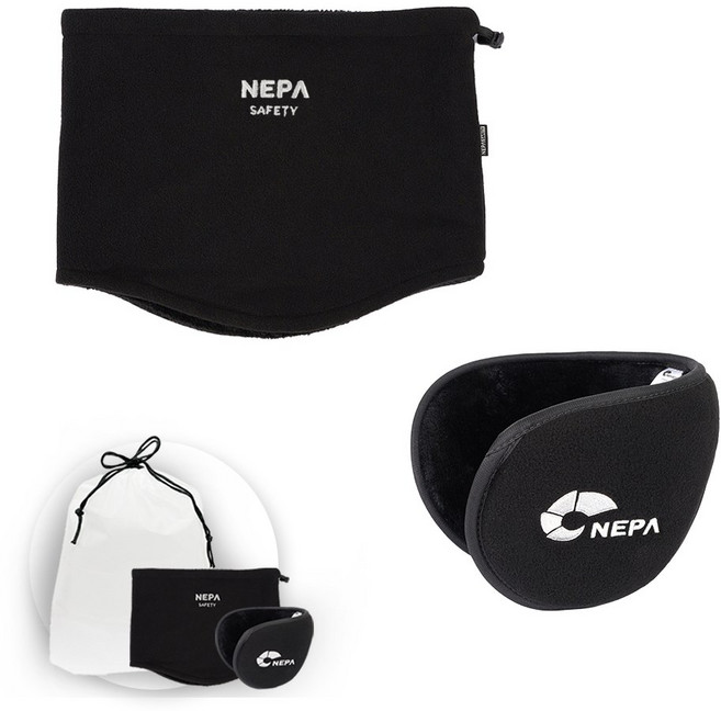 네파 Safety 방한넥워머 + 방한귀마개 브래드캣 파우치형, 넥워머 블랙+귀마개 블랙, 1개