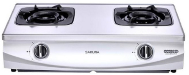SAKURA櫻花雙口檯面爐 不鏽鋼材質 火力穩定, 液化石油氣 (LPG), SAKURA櫻花 雙口檯爐系列-G5900 二口雙炫火台爐