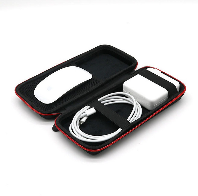 mimi1988 맥북 노트북 어댑터 매직마우스 케이스 보관 파우치 가방, 블랙, 1개