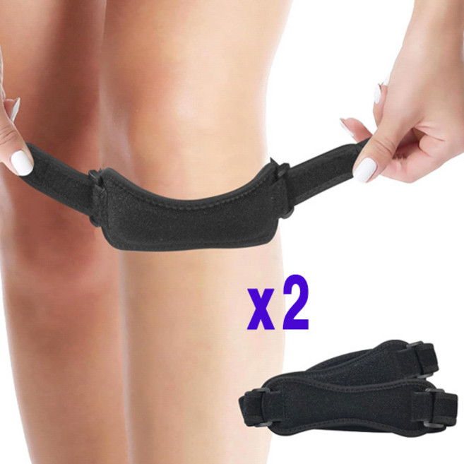 1+ 1 편안한 착용감 슬개골 슬개건 인체공학 운동전용 무릎보호대, 블랙, 1개
