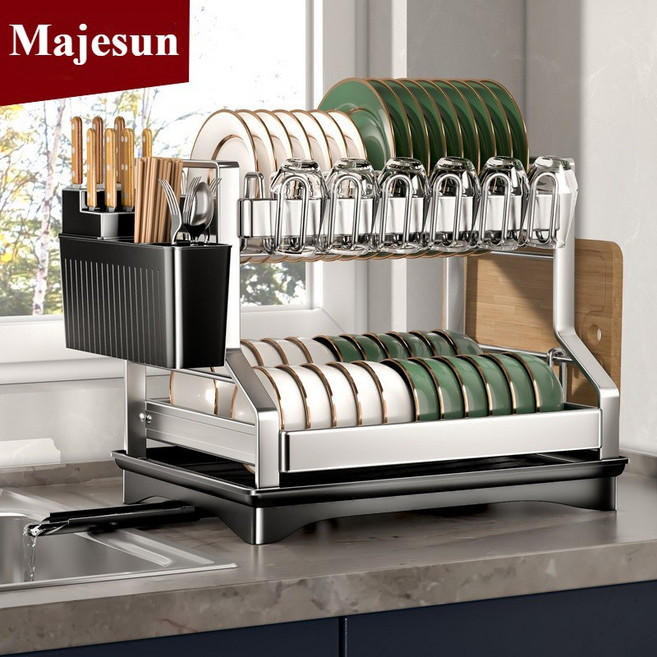 주방용 식기건조대 304 스테인레스 보강 물빠짐 선반 싱크대 위 수납 Majesun 프리미엄, 건조대 × 1개, 1개
