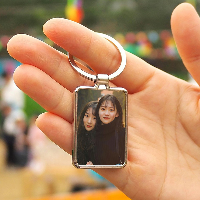 사진그리다 주문제작 메탈 액자 포토키링 사진키홀더 AI 이미지 아기 커플 증사 사진인화, 2개, 실버,직사각형