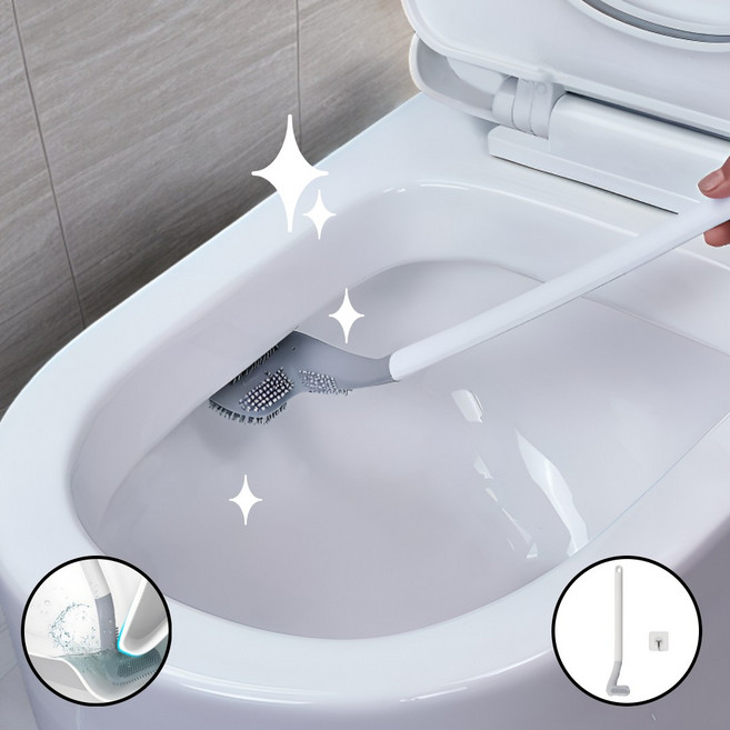 VIENR 틈새공략 화장실 변기솔 청소솔 벽고리포함, VIENR블랙, 1개