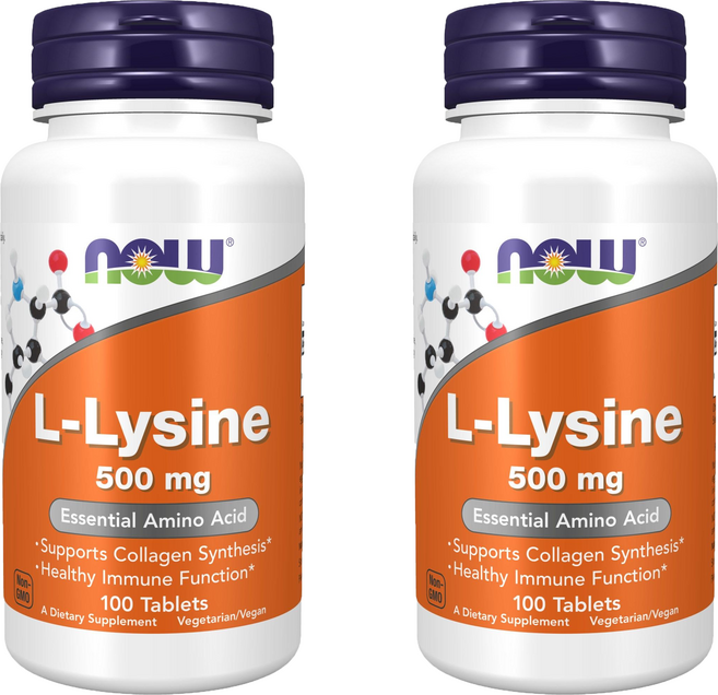 NOW Foods 左旋離胺酸素食錠 500mg, 100錠, 2罐