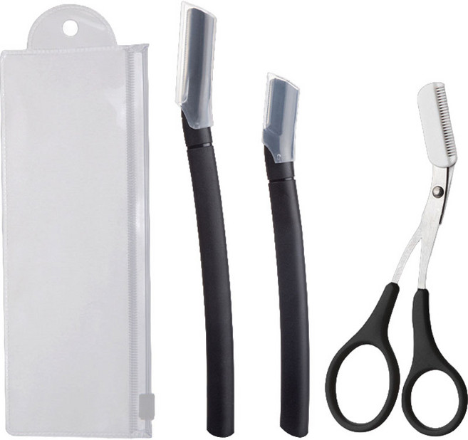 아늑공간 눈썹칼 눈썹가위 세트, 1세트, 블랙