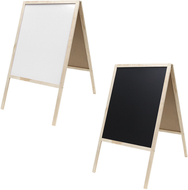 쿨로하 양면 입간판 칠판 이젤 보드판 52 x 90cm 풀세트, 보드마카 + 분필