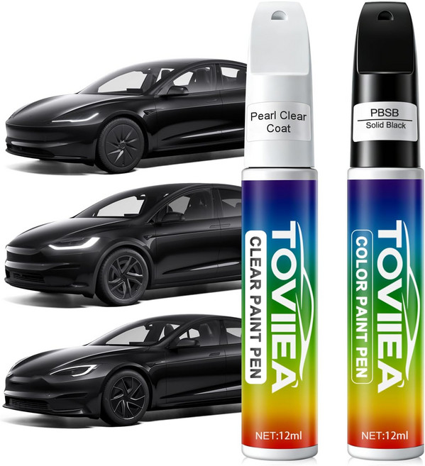 Toviiea 솔리드 블랙PBSB Tesla Model Y3XS 2-in-1 차량 스크래치 제거 펜 칩 및 닉스용 자동차 페인트 수리 키트 2-PCS SET, (PBSB)Solid Black