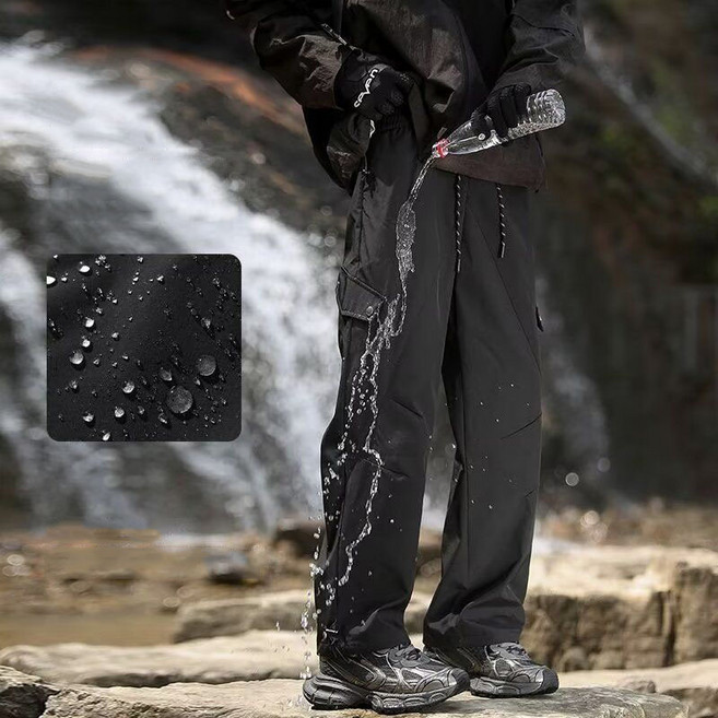 남성 아웃도어 바람막이 바지 남성용 삼방 소프트쉘 방수 방풍 아웃도어 팬츠 등산 하이킹 가을 겨울 WJY