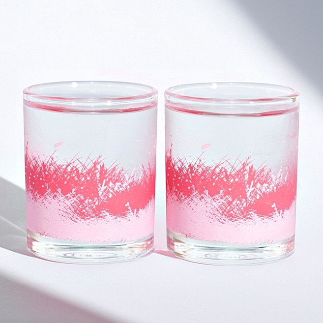 인생술잔 핑크뮬리 변색 변온 소주잔 60ml, 2개, 1세트