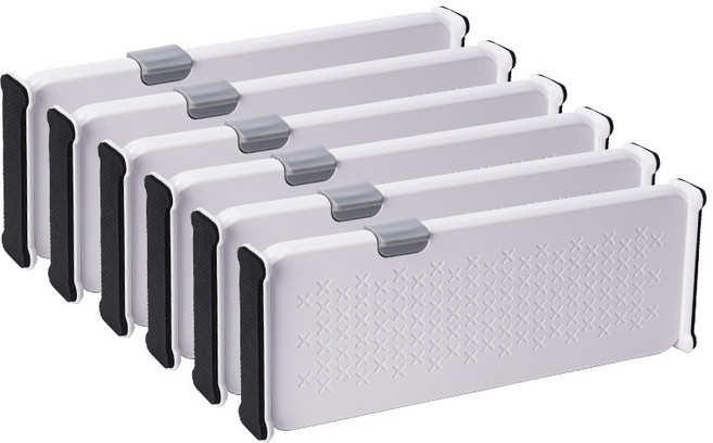 호밍사이 다기능 서랍 칸막이 길이 조절 가능한 칸막이, 6개, 화이트