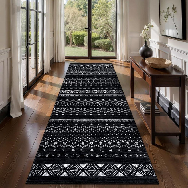 SERISSA 10x12 Area Rugs for Living Room Washable Non-Slip Black and White Boho Rug Soft Low-Pile
