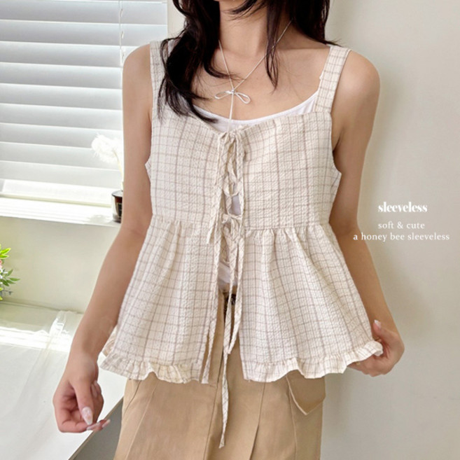 [2color썸머무드]체크나시쿨링체크레이어드시어서커나시CT