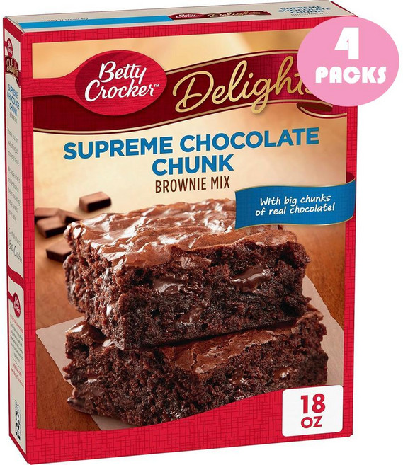 베티크로커 딜라이트 슈프림 초콜릿 청크 브라우니 믹스, 4개, 510g