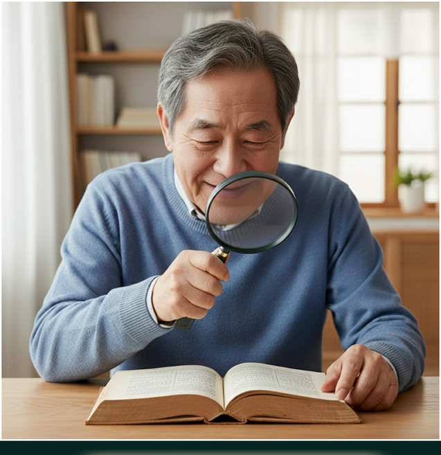 리루나 고배율 노인 독서용 돋보기, 1개, 검정