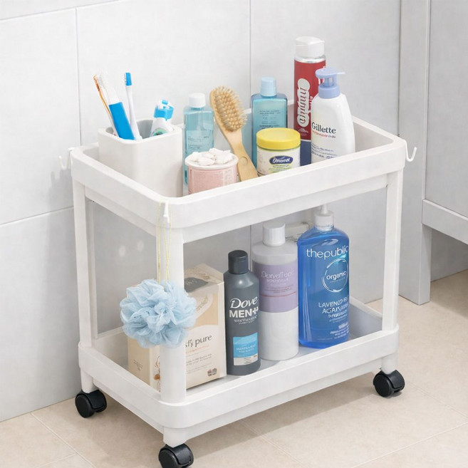 블루빈 이동식 화장실 욕실 수납선반, 1개, 오프화이트