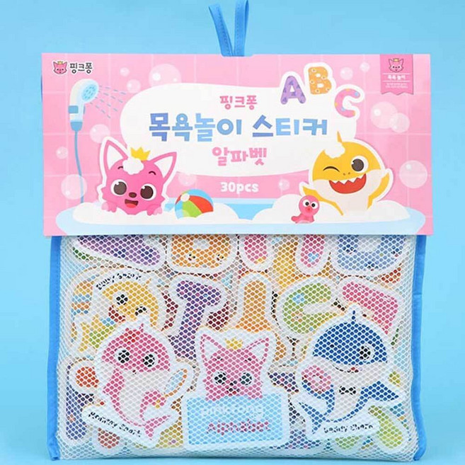 핑크퐁 목욕 놀이 유아 어린이 스티커 알파벳, 1개, 혼합