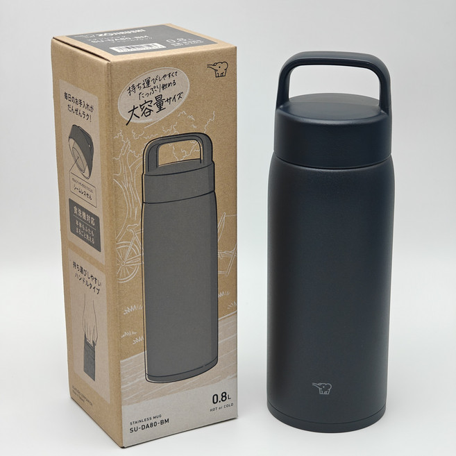 象印不銹鋼真空吊環保溫杯 SU-DA80 SU-DA100, 碳黑色BM, 1個, 800ml