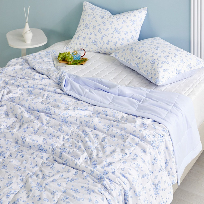 [모던하우스]3도씨) 익스트림쿨 퓨어코튼 아이스 냉감 싱글 차렵이불 플라워_CV0225121