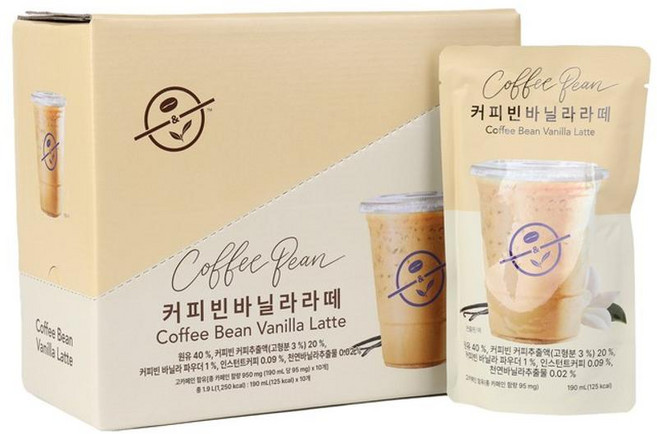 커피빈 바닐라라떼 파우치 190ml x 10EA, 1박스, 10개입