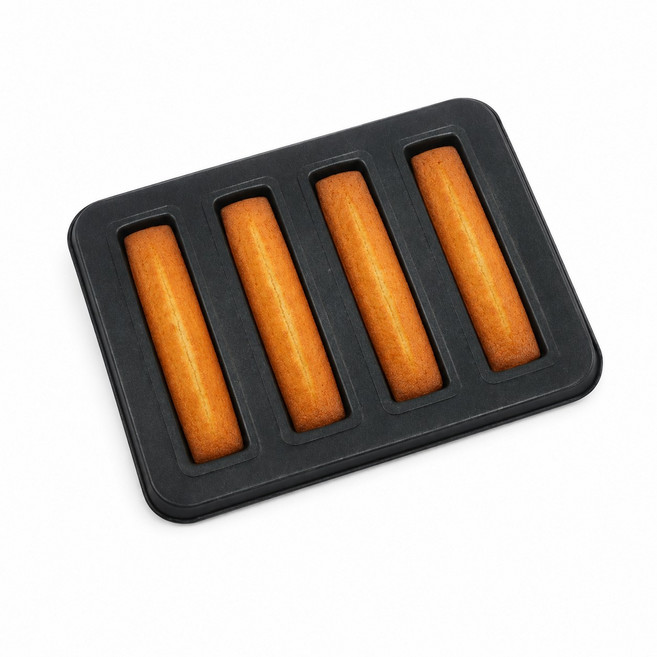 홈바통팬 4구 양면코팅 오븐팬 바통케이크틀 구움과자 베이킹팬 270x195mm, 1개