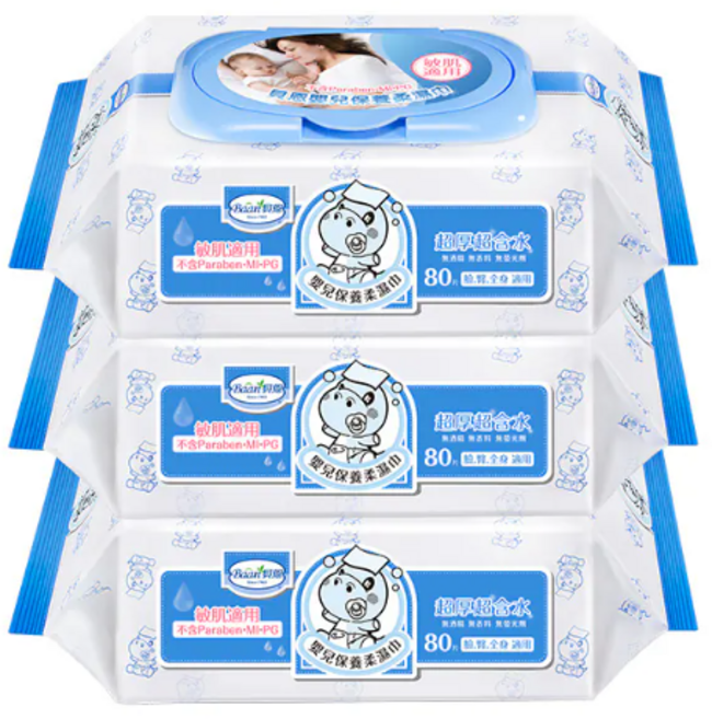 Baan貝恩嬰兒保濕柔濕巾80抽x3包入, 24個, 3個裝, 200g