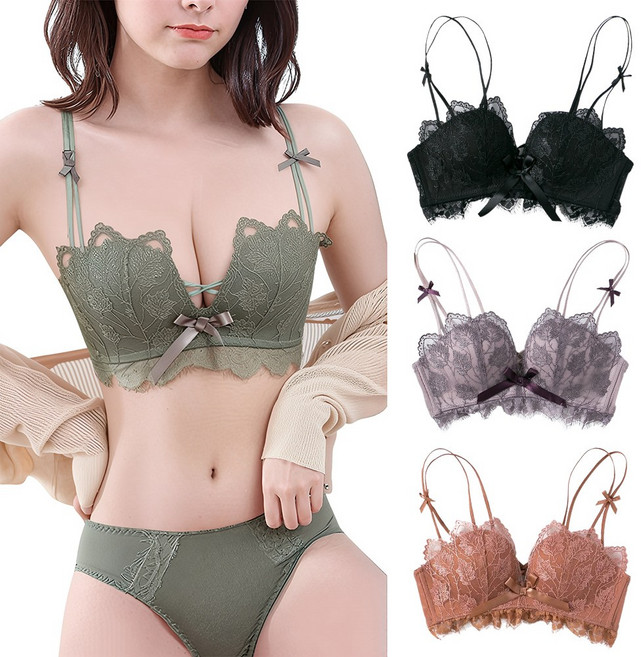 薰衣草蕾絲雙肩帶內衣 無鋼圈爆乳集中內衣 包覆側收副乳內衣