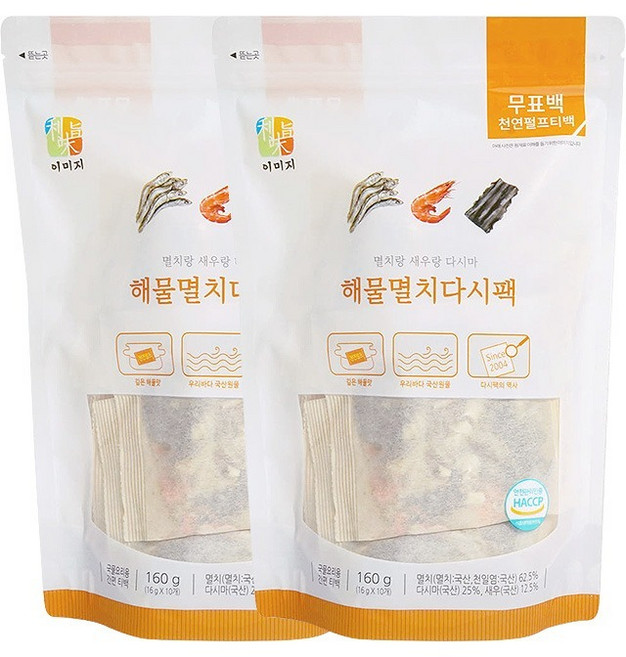 석하 해물멸치다시팩 (16gx10) 천연조미료 묶음 2개, 16g