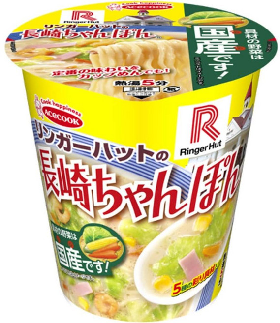 나가사키짬뽕 라면 나가사끼짬뽕 에이스 쿡 세로 롱 링거 햇 나가사키 짬뽕 95g×12개 간장, 12개