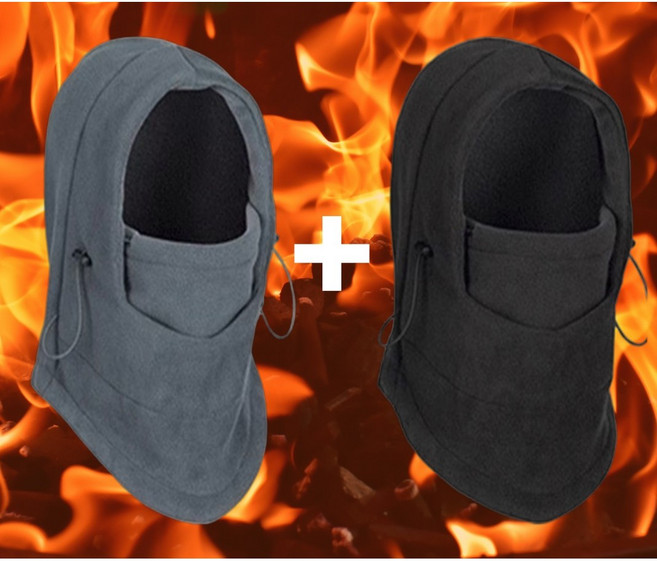 1+1 딜리오 목 보온 기모 후드 넥워머(블랙+그레이), 1세트