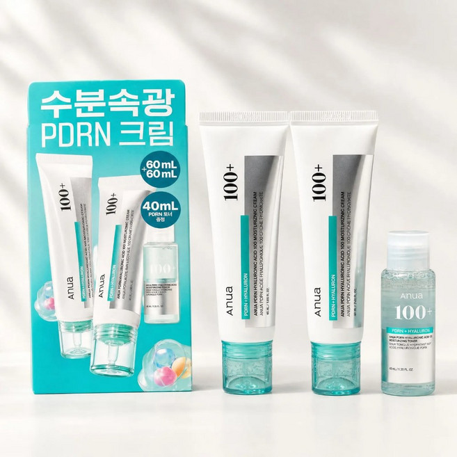 아누아 PDRN 히알루론산 100 수분크림, 2개, 60ml