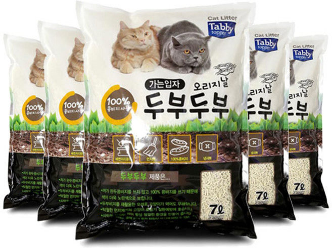 테비토퍼 두부두부 프리미엄 고양이 모래, 7L, 6개, 오리지날