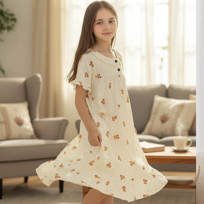 캐리루시 아동 주니어 요루 프릴 주머니원피스