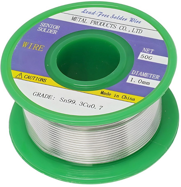 납땜용 실납 와이어 친환경 무연납 Sn99.3 Cu0.7, 1개, 50g 1.0mm