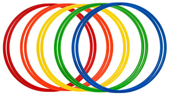 스타스포츠 뉴 액션 후프 10개 세트 40cm 50cm 60cm 70cm 훈련용 SA830, 5색*2개씩, 1세트, 162g