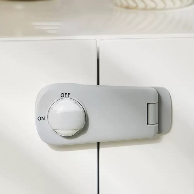 이중 서랍잠금장치 냉장고 싱크대 문 고리 열림 방지, 1개, 고정형 그레이 1개입