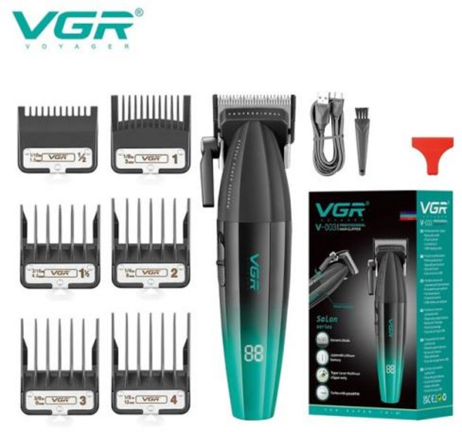 남성용 트리머 바디 헤어 VGR 남성용 무선 헤어 트리머 전문 커팅 머신 전기 이발 클리퍼 V003 V906 9000 Rpm, 1) 상자가있는 V003, 1개
